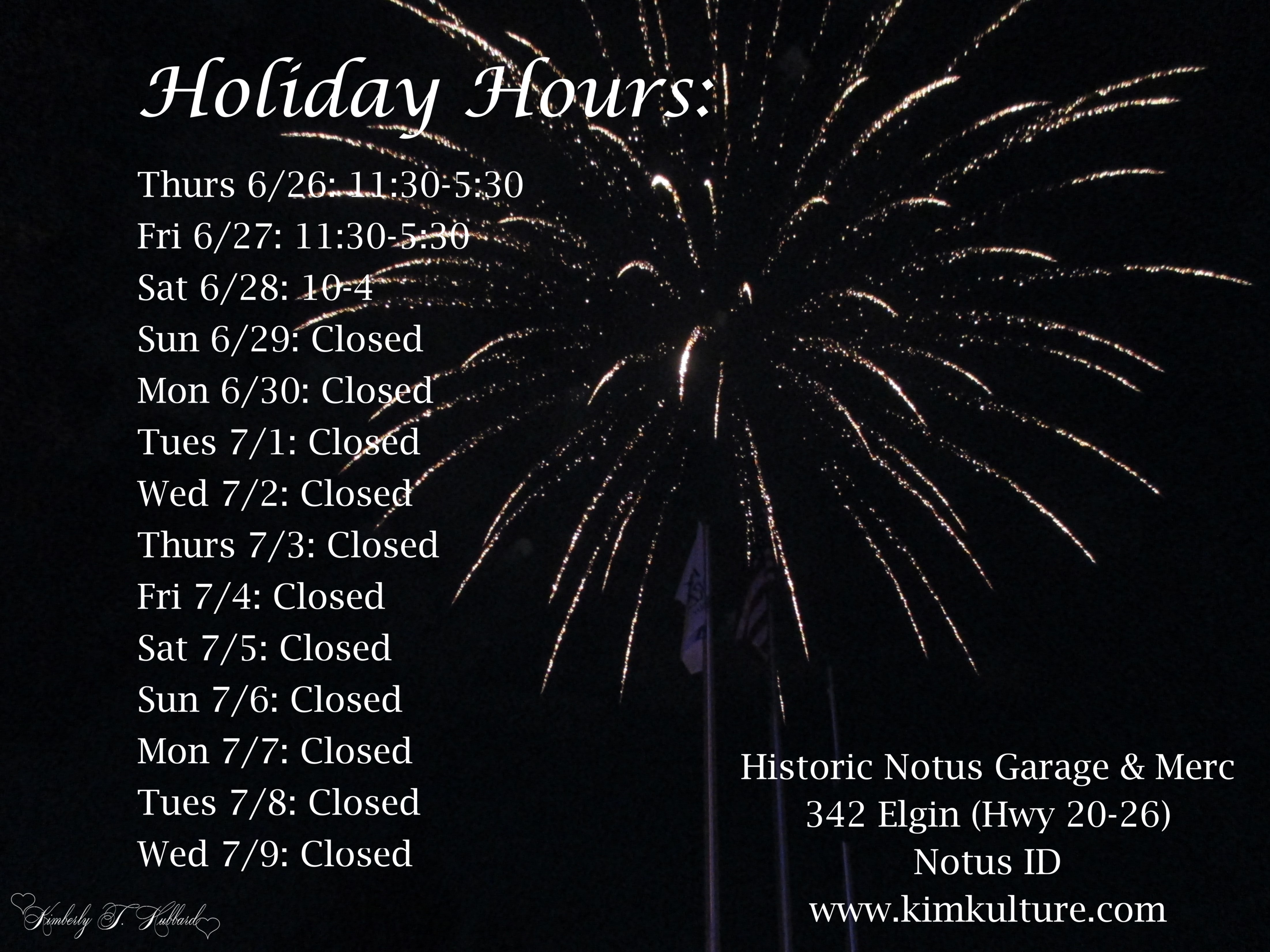 Holiday Hours