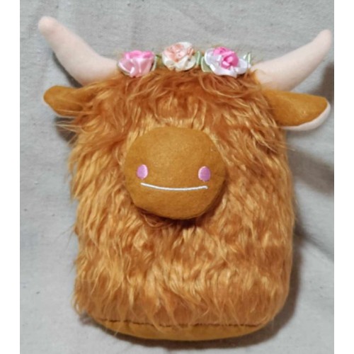 Highland Cow with Flowers