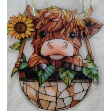 Cow Basket Suncatcher